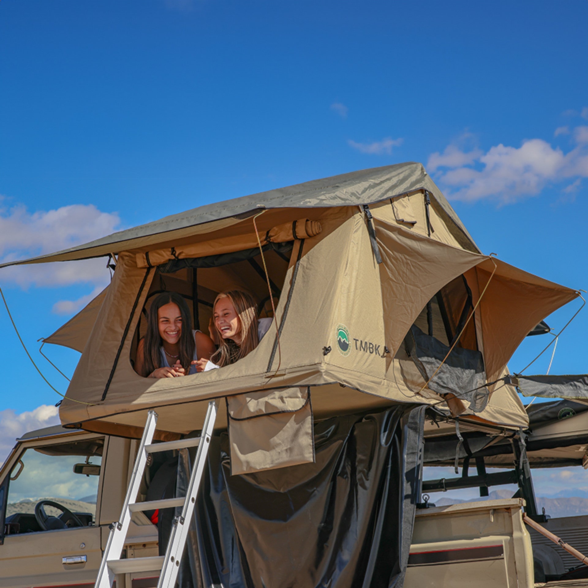 TMBK 3 Person Roof Top Tent with Green Rain Fly