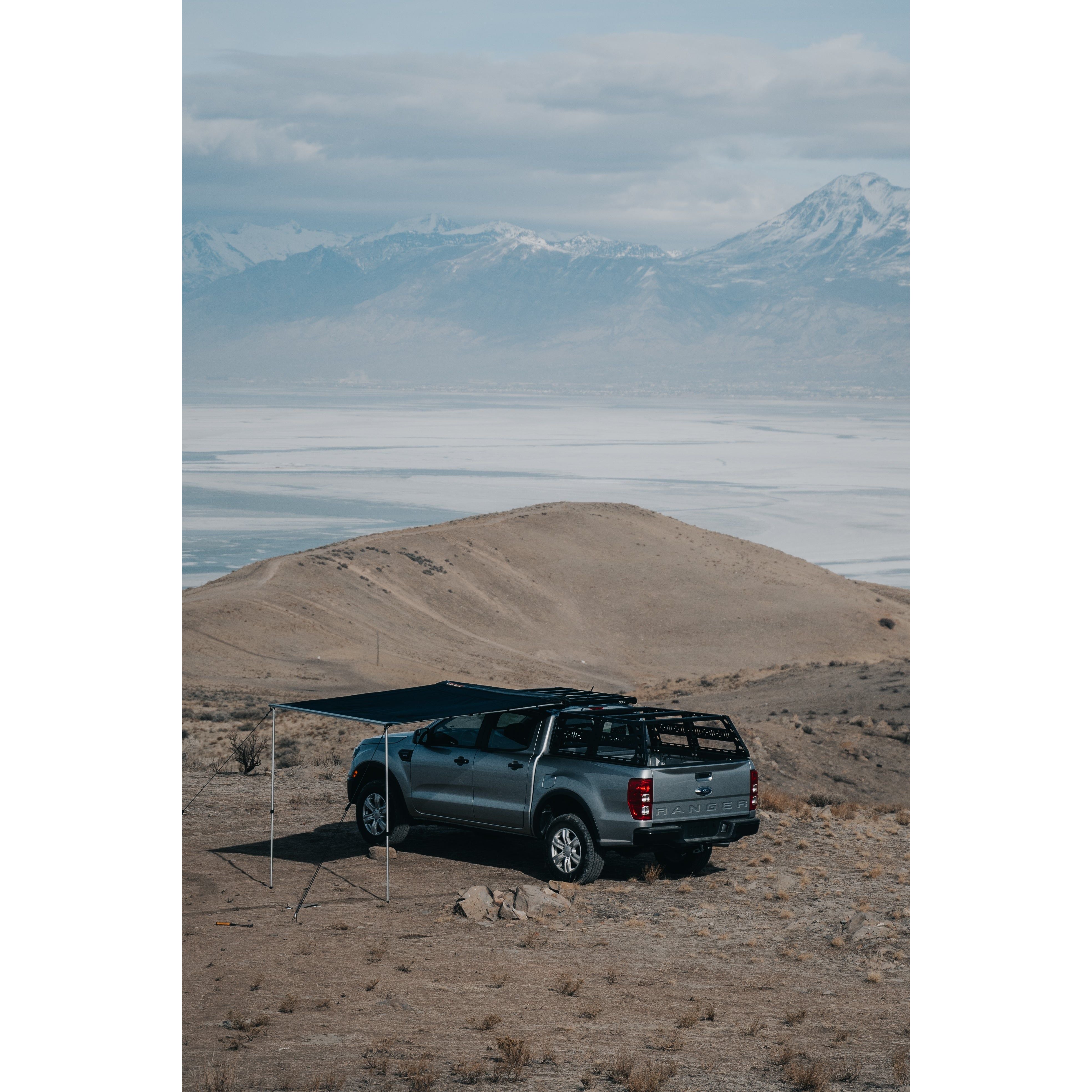 ROAM Adventure Co. Rooftop Awning in black shown on a Ford Ranger